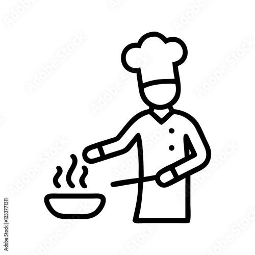 Chef cooking icon in minimalistic style for culinary concept
