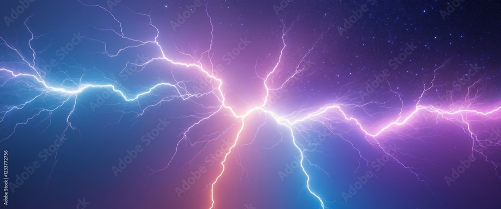 Electrifying gradient background with lightning effects and a starry night sky. Electrifying gradient background with lightning effects and a starry night sky.