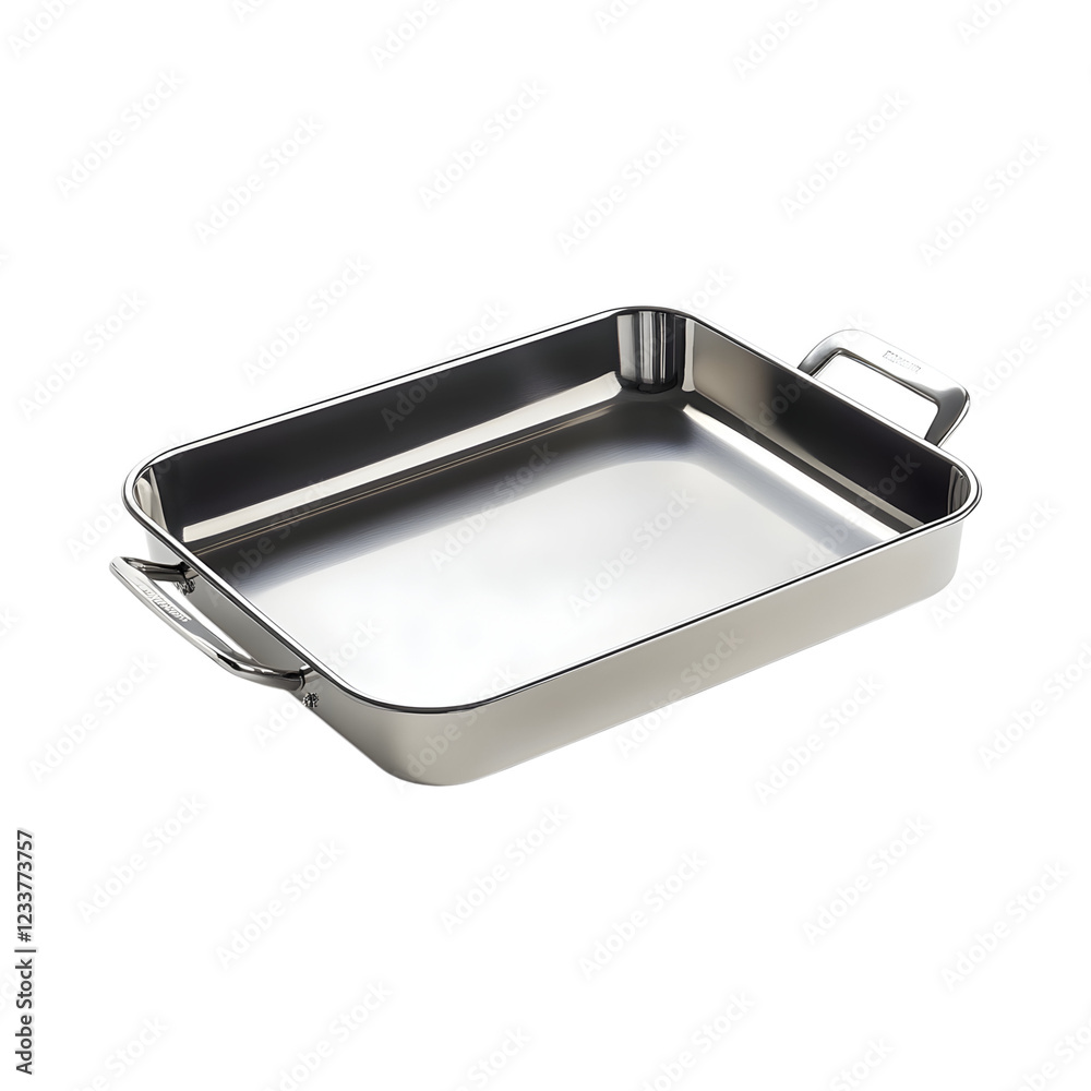 Stylish Non-Stick Roasting Tray with Handle Isolated on Transparent Background Stylish Non-Stick Roasting Tray with Handle Isolated on Transparent Background