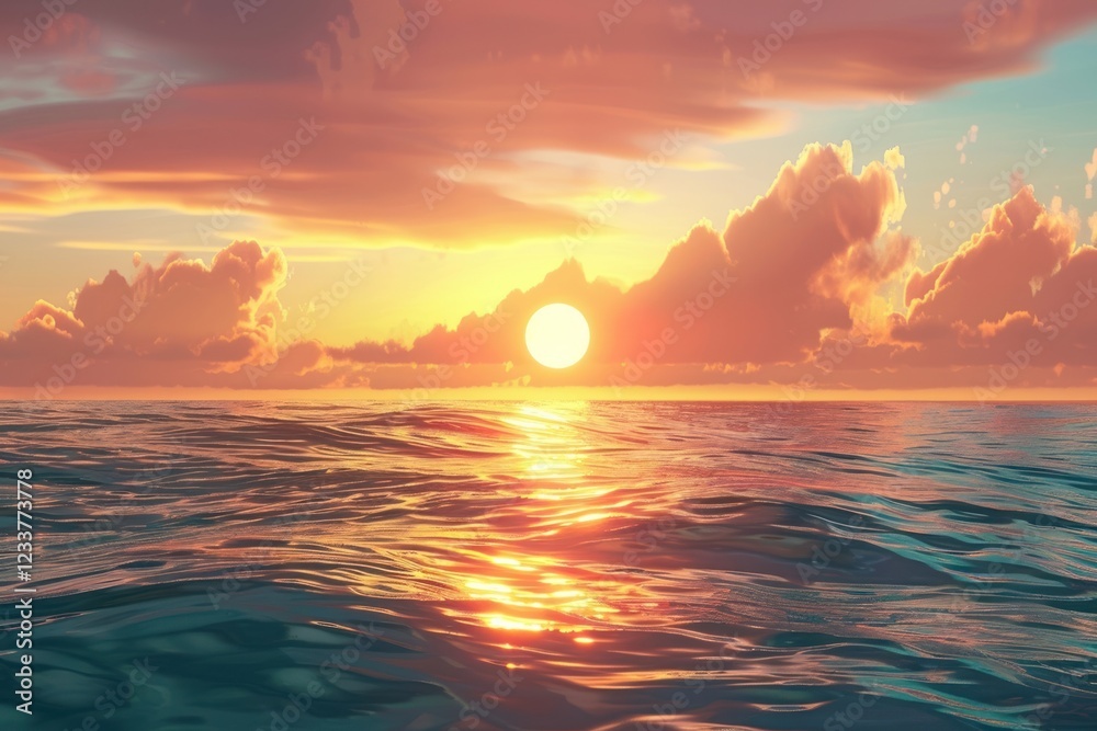 Fototapeta premium Sunste in the sea landscape astronomy panoramic.