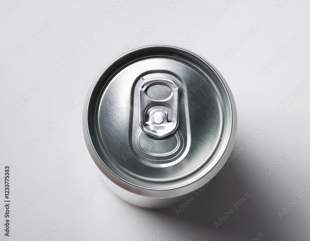 A Metallic Can on a Glossy White Ceramic Surface A Metallic Can on a Glossy White Ceramic Surface