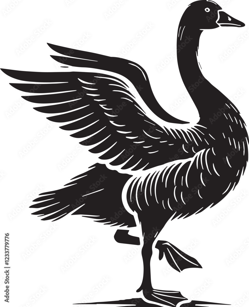 Fototapeta premium Black Goose Silhouette Vector, High Quality Illustration on White Background