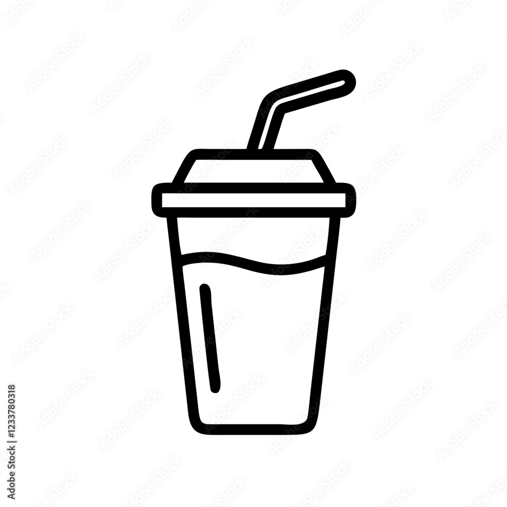 Cup with straw icon in minimalist style for beverages and refreshments
Cup with straw icon in minimalist style for beverages and refreshments