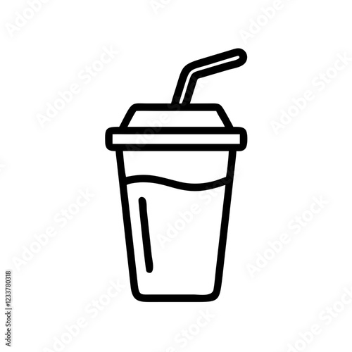 Cup with straw icon in minimalist style for beverages and refreshments
