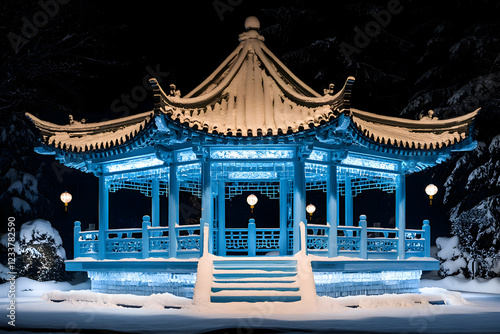 Wallpaper Mural A Chinese New Year celebration held in a temple made of ice, where the walls glow softly in the light of thousands of lanterns, creating a peaceful, serene atmosphere Torontodigital.ca