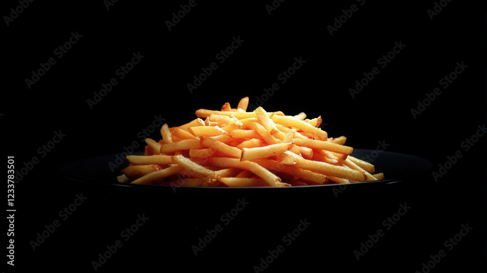 Fototapeta premium Dramatic French Fries on a Black Background