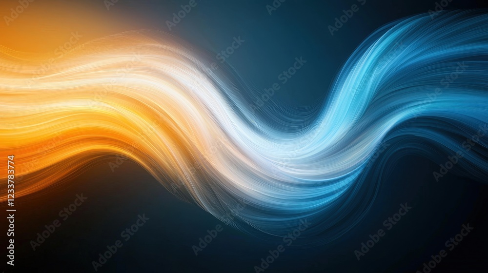 Fototapeta premium A blue and orange wave with a dark background
