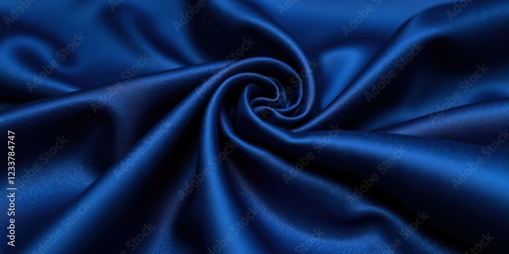 Fototapeta premium Gleaming dark royal blue fabric with a rich, contrasting light blue weave; its smooth, lustrous surface captures an elegant and luxurious depth in every thread