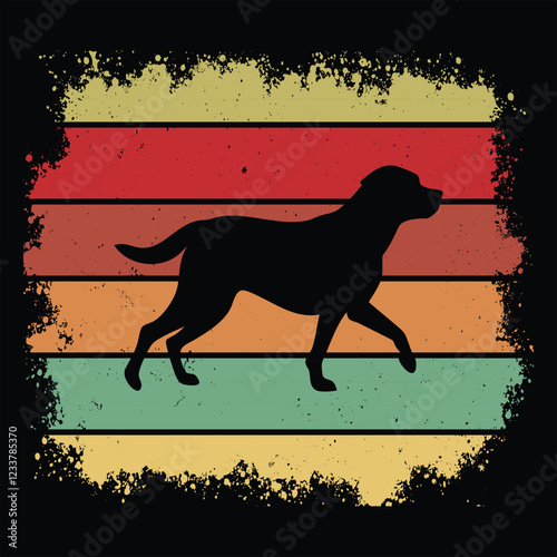 Vintage Sunset Background Featuring Greater Swiss Mountain Dog Silhouette