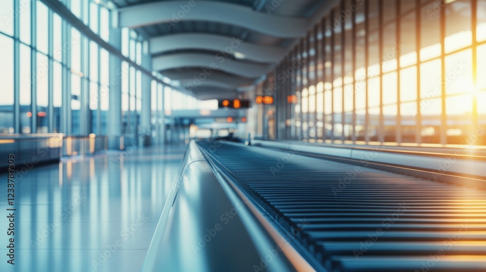 Fototapeta premium Modern Airport Waiting Area During Sunrise