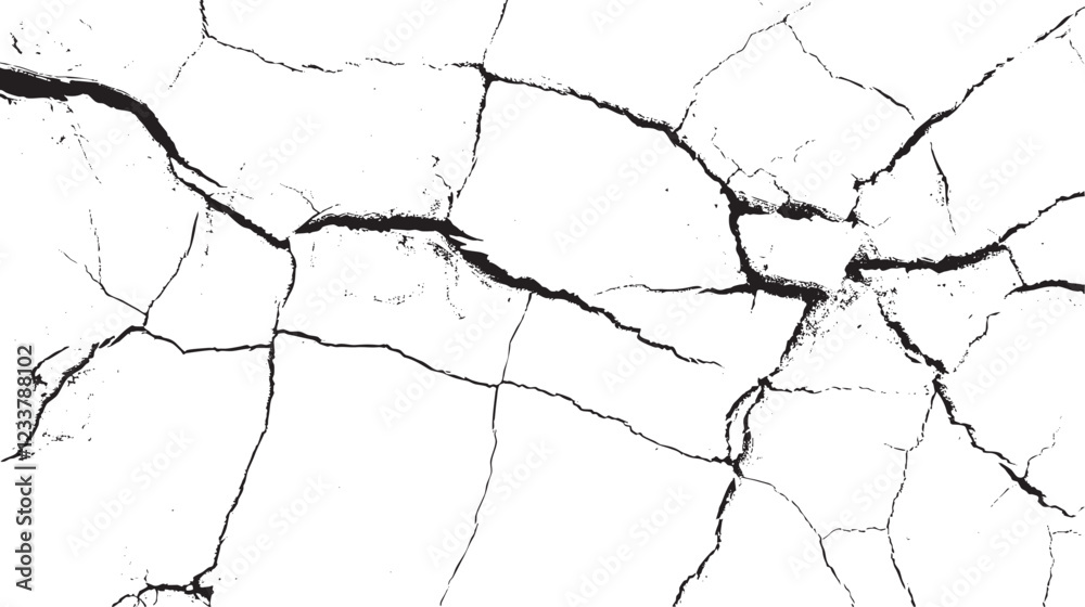 Obraz premium Surface cracks and fissures in ground. Vector grunge cracked texture style with cracked texture.