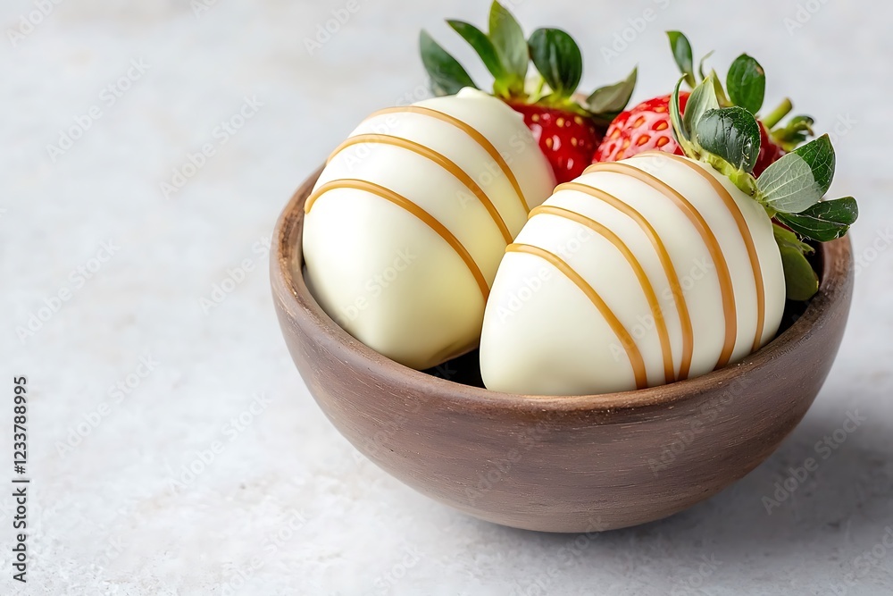 Fototapeta premium Delicious chocolate-dipped strawberries kitchen food photography cozy close-up sweet treats