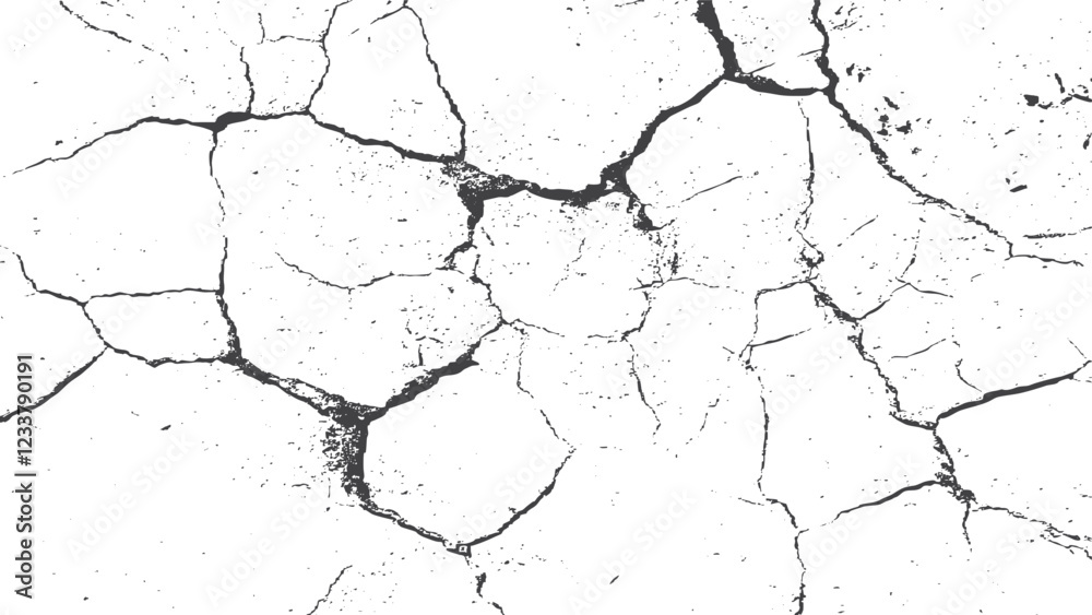 Surface cracks and fissures in ground. Vector grunge cracked texture style with cracked texture.