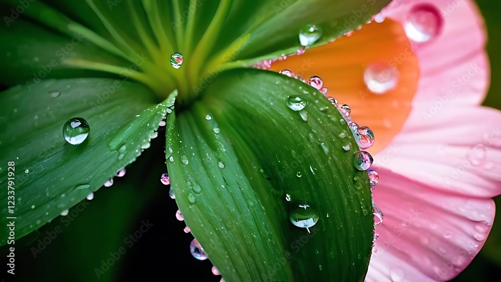 Obraz premium a close up of flowers with water droplets on them, taken in the daylight or morning