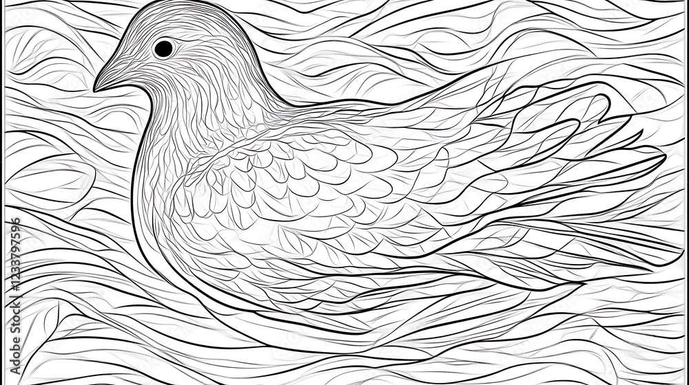 Fototapeta premium Abstract Line Art Dove Bird Design