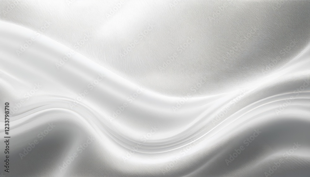 Elegant White Gray Satin Texture Overlaying a Silver Fabric Silk Backdrop, Showcasing a Beautiful Soft Blur Pattern with Luminous Sheen and Smoky Ambiance