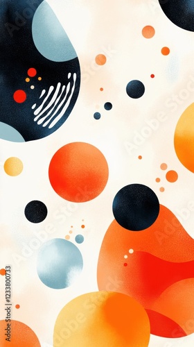 Abstract colorful geometric pattern with circles and organic shapes in modern style