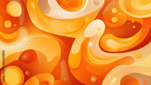 Vibrant abstract orange and yellow fluid art background with swirling patterns
