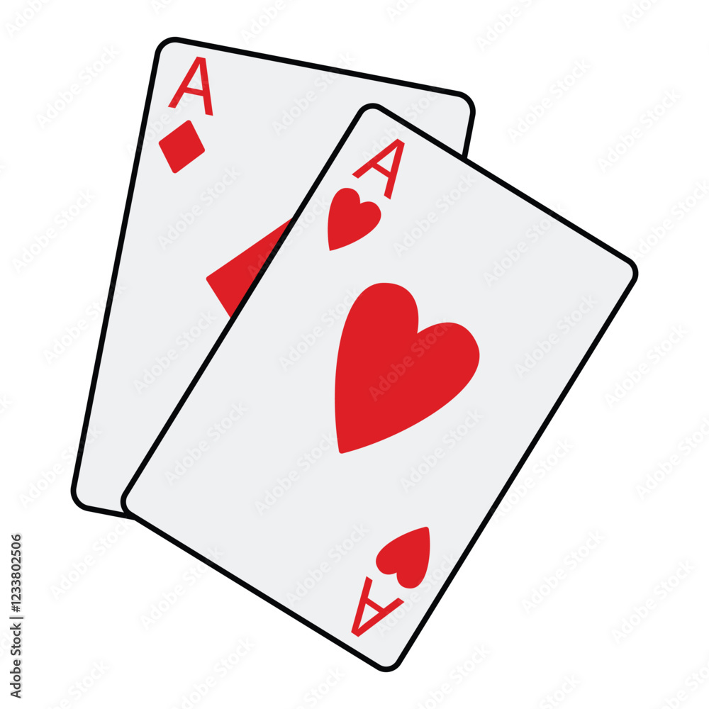 Obraz premium Playing cards. Ace of Hearts and Diamonds 