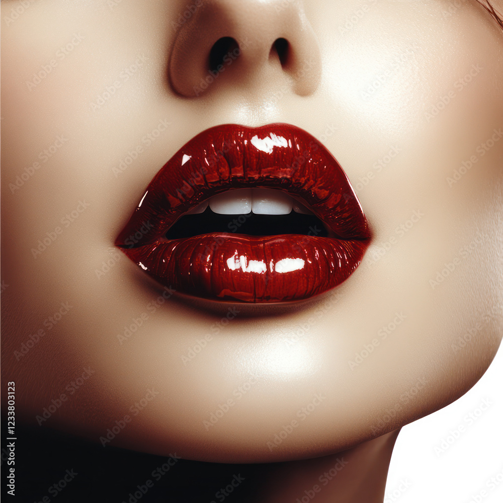 Obraz premium woman lips with red lipstick