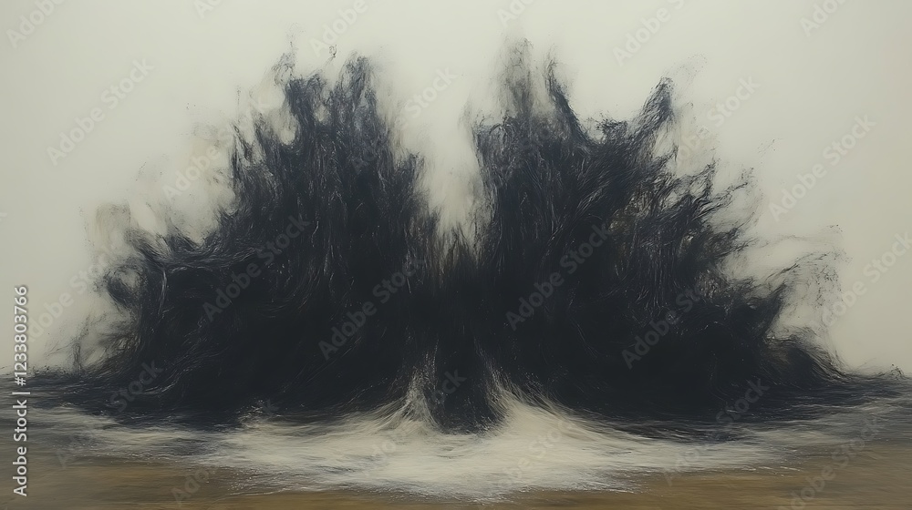 Obraz premium Abstract Dark Forms Emerging From Light Background