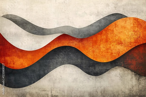 Wallpaper Mural Abstract Wavy Design in Orange Gray and White Hues Torontodigital.ca