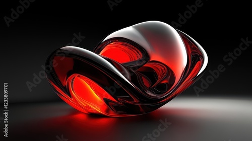 A striking abstract futuristic shape rendered in 3D against a black background. photo