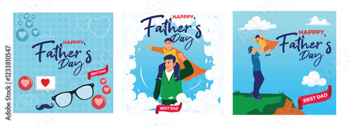 Happy Father's Day illustrations with celebratory design and family themes.