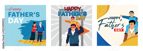 Father's Day celebration illustrations depicting family bonding and gratitude.