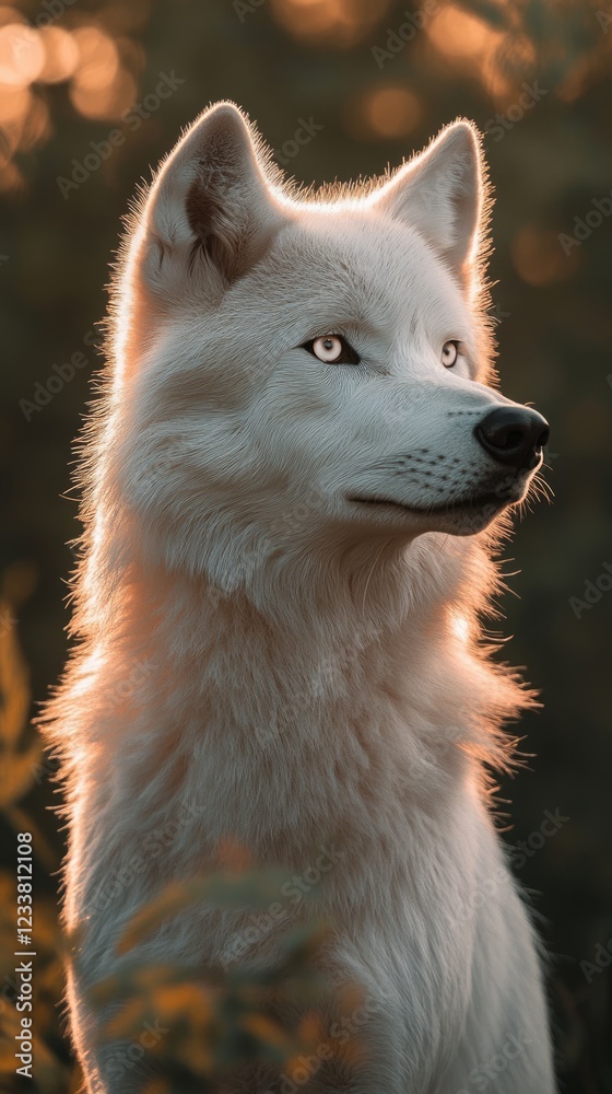 Obraz premium two white wolf standing in front of full moon