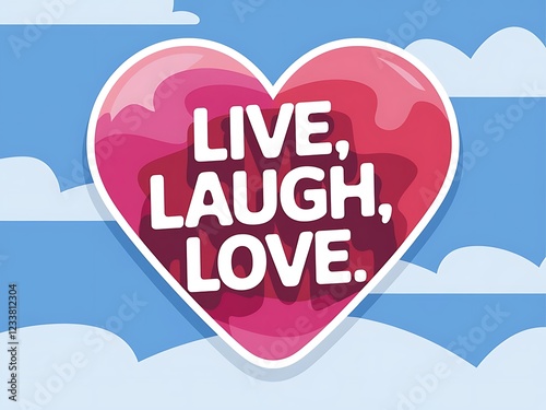 Pink Heart Shaped Live Laugh Love Message