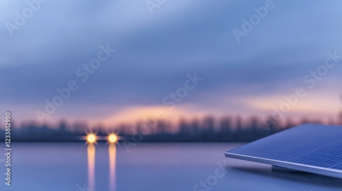 Serenity of Solar Panel at Dusk with Soft Lighting
