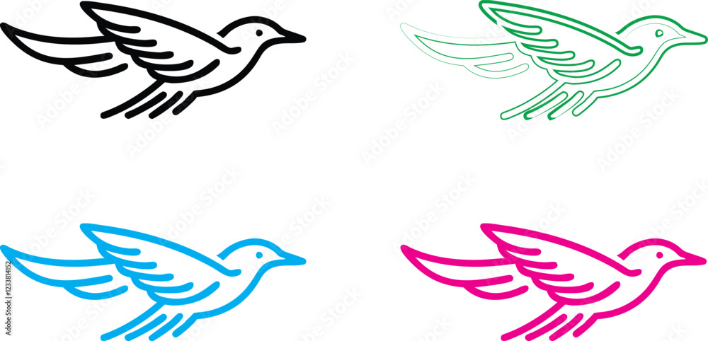 Fototapeta premium Minimalist icon set, gear symbols with checkmarks, simple line drawings, monochromatic color schemes, black, green, blue, and pink variations, clean vector graphics, productivity concept, quality assu