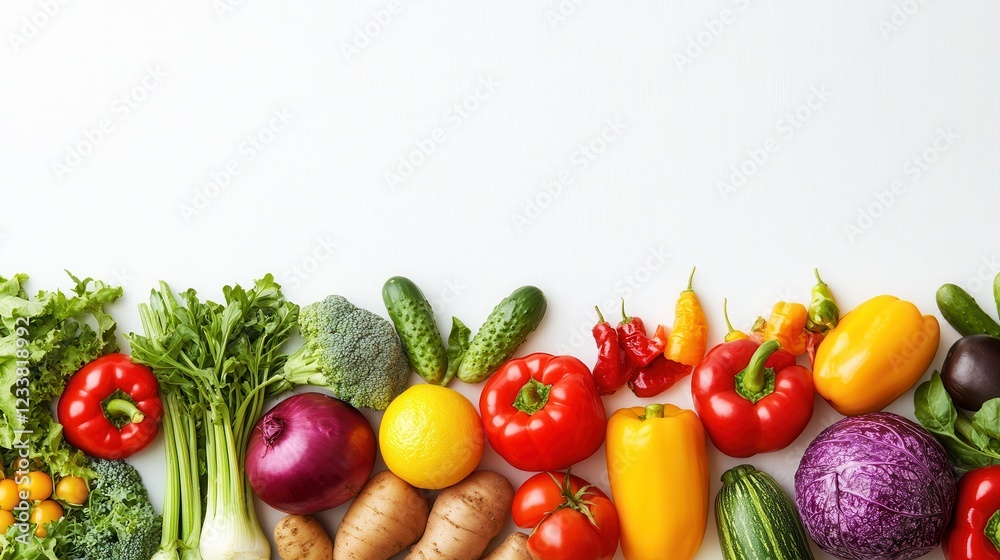 A variety of fresh organic vegetables are displayed against a clean white background, emphasizing their vibrant colors and natural textures. A variety of fresh organic vegetables are displayed against a clean white background, emphasizing their vibrant colors and natural textures.