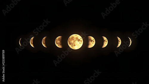 Phases of the Moon in a Scientific Yet Elegant Layout