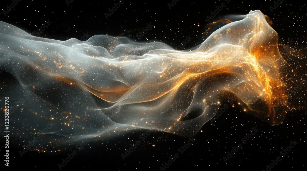 Obraz premium Cosmic energy flow, nebula, space, stardust, abstract, background, design, artwork