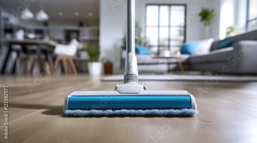 Wallpaper Mural Vacuum Cleaner on Hardwood Floor in Modern Living Room with Sofa and Dining Area Torontodigital.ca