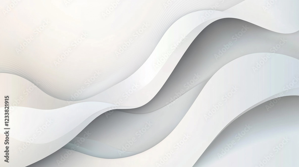 Obraz premium Ethereal Layers: Casting Shadows and Highlights, Clean white paper background, enhancing the clarity and professionalism of corporate presentations