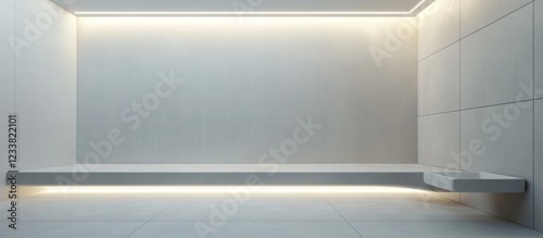 Wallpaper Mural Minimalist interior room with empty wall and led lighting featuring blank space for text or design elements Copy Space Torontodigital.ca