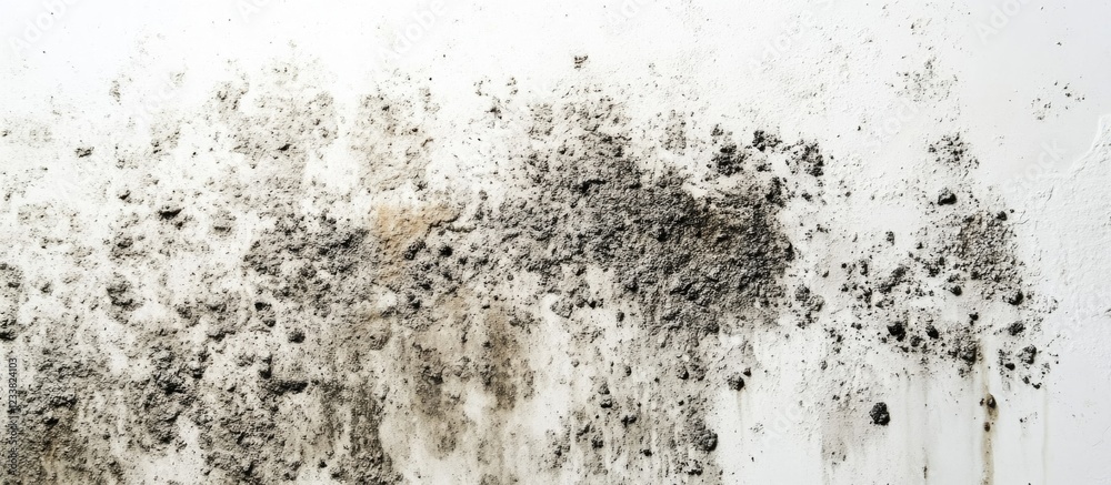 Fototapeta premium Mold and Mildew on White Wall Surface with Textured Stains
