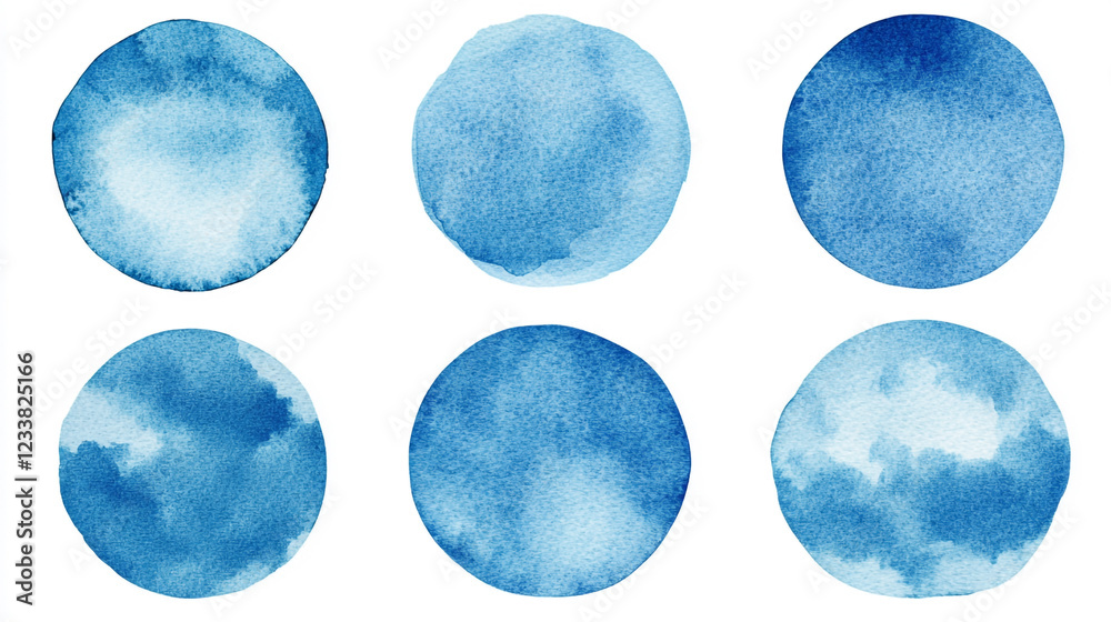Banner design in blue watercolor style. Blue and white clouds in the sky Banner design in blue watercolor style. Blue and white clouds in the sky