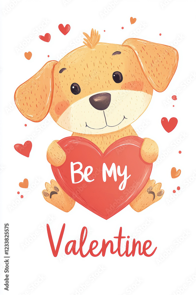 Valentine’s Day greeting card design with cute dog and text. Valentine’s Day greeting card design with cute dog and text.