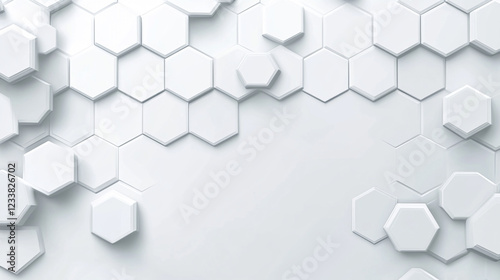 Abstract background with white hexagons., White Hexagonal Background. Luxury White Pattern.