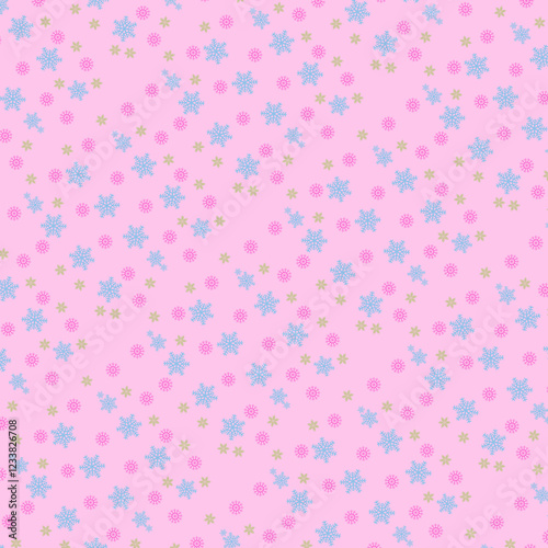 seamless sweet pastel snowflake and floral pattern