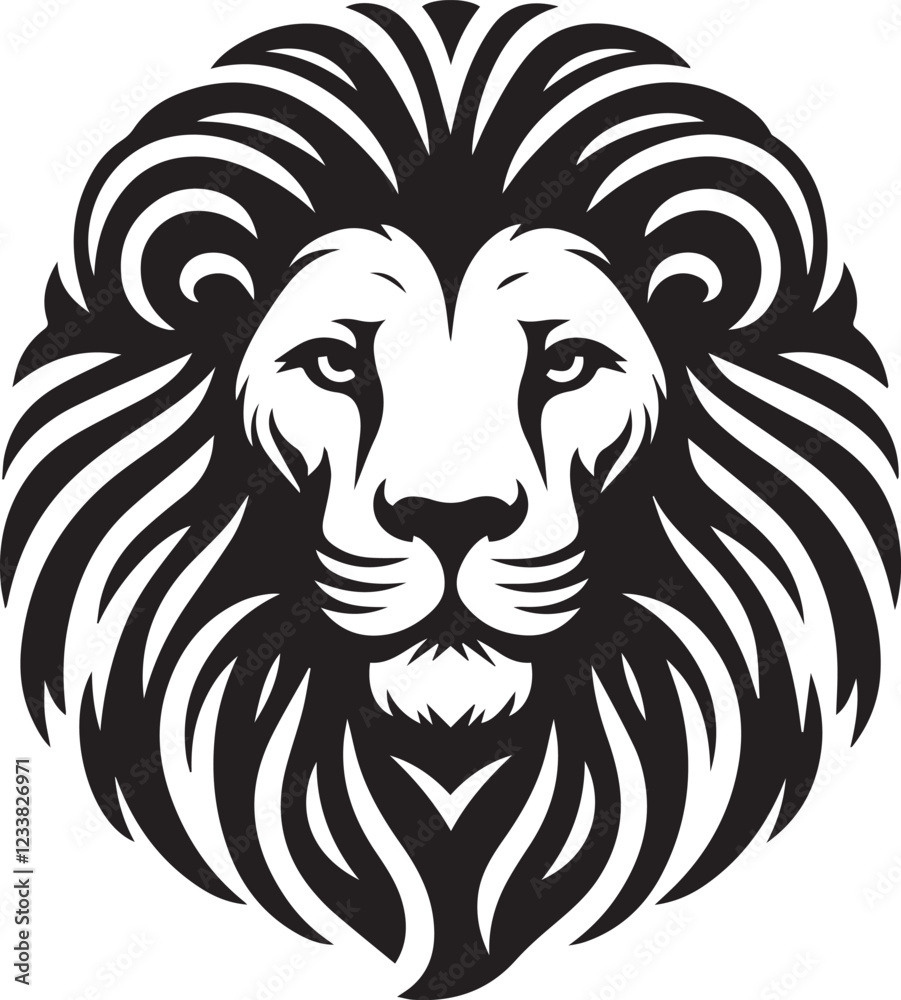 Fototapeta premium Lion silhouette black and white vector icon