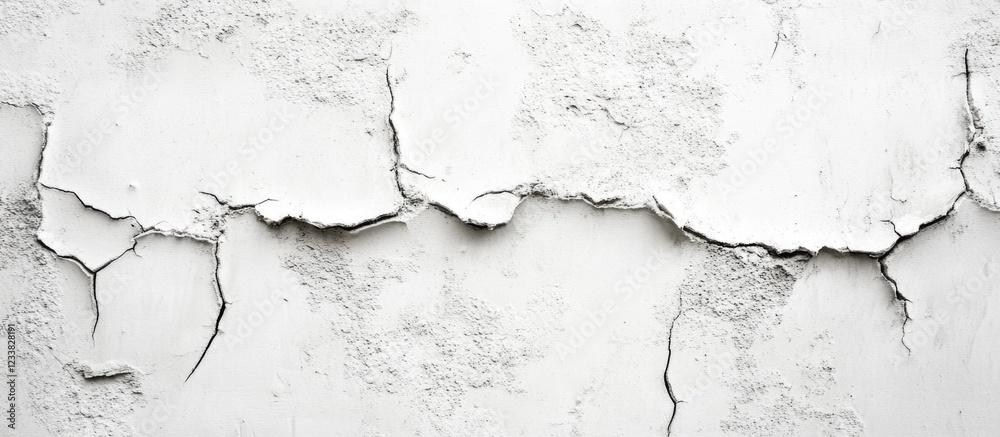 Fototapeta premium Cracked and Peeling White Wall Surface Texture with Copy Space