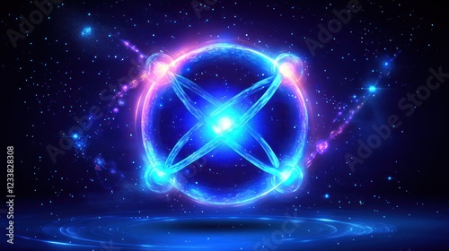 Glowing energy sphere cosmic background, digital art