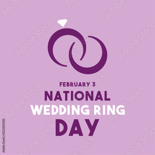 National Wedding Ring Day. February 3. Flat design vector. Purple background.