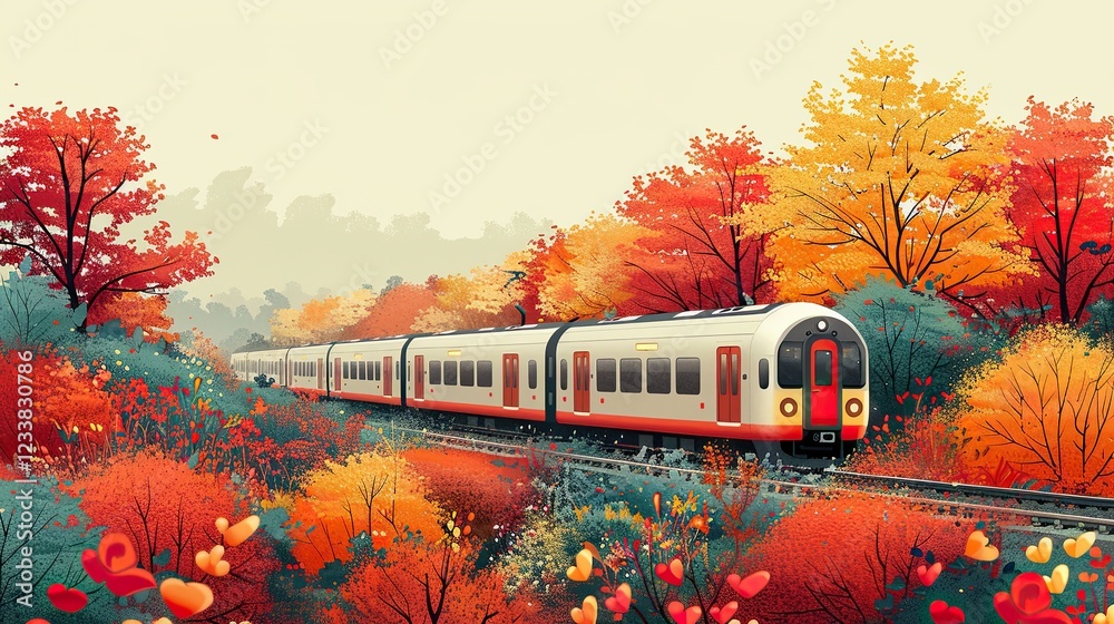 Obraz premium A missed train leads to an unexpected friendship in this whimsical flat design illustration