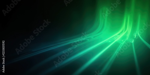 A mesmerizing glow of dark green and vibrant blue lights illuminates the night sky, with shimmering green streaks dancing against an enigmatic backdrop photo